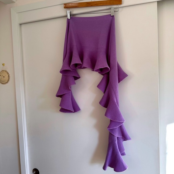 MAGASCHONI CASHMERE Purple Ruffle Waterfall Knit Scarf One Size - Picture 1 of 6